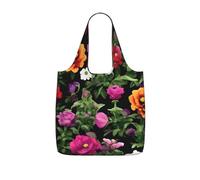 JIUTY Thug Life Flowers Print Foldaway Reusable Shopping Carrier 25l Polyester Tote Grocery Travel Weekend Bag Gift Pick