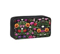 JIUTY Thug Life Flowers Printed Stationery Organizer Large Pencil Bag Smooth Zip Polyester Pouch for Teens School Work Trips
