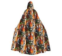 JIUTY Tiger Stripes Orange Pattern Polyester Hooded Cape For Adult Hooded Cloakfor Party Cosplay Masqueradest. Patrick'S Day