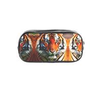JIUTY Tiger Stripes Orange Pattern Stylish Clear Pen Case with Smooth Zipper, Multi-Purpose Stationery Bag for School & Office
