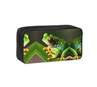 JIUTY Tree Frog Baby Printed Stationery Organizer Large Pencil Bag Smooth Zip Polyester Pouch for Teens School Work Trips