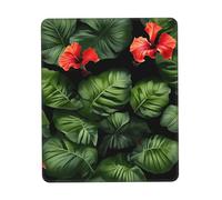 JIUTY Tropical Flowers And Foliage Mouse Pad With Stitched Edge Non-Slip Rubber Base Washable Mouse Pads For Computers Laptop