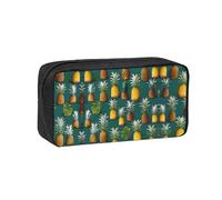 JIUTY Tropical Fruit Paradise Printed Stationery Organizer Large Pencil Bag Smooth Zip Polyester Pouch for Teens School Work Trips