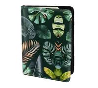 JIUTY Tropical Leaves Printing Passport Holder for Women Men,Cowhide Passport Travel Wallet, Travel Document Cover Accessories