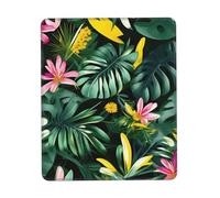 JIUTY Tropical Leaves With Flowers Mouse Pad With Stitched Edge Non-Slip Rubber Base Washable Mouse Pads For Computers Laptop