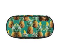 JIUTY Tropical Pineapple Hawaiian Cute Aesthetic Big Capacity Zipper Pencil Cases Pen,Portable Office Desk Organizer for Adults