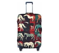 JIUTY Various Kinds of Horses Printing Large Suitcase Cover, Stretchable Suitcase Cover with Double-Sided Print, Keeps Luggage Closed