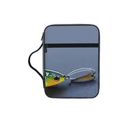 JIUTY Various Type of Fishing Baits Printed Bible Tote Bag with Sturdy Handle Protective Carrying Case for Church Worship & Pilgrimage