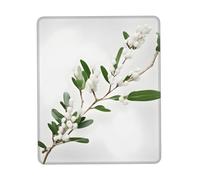 JIUTY White Wild Green Twig Mouse Pad With Stitched Edge Non-Slip Rubber Base Washable Mouse Pads For Computers Laptop