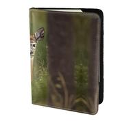 JIUTY Whitetail Deer Fawn in Wilderness Stag Printing Passport Holder for Women Men,Cowhide Passport Travel Wallet, Travel Document Cover Accessories