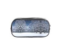 JIUTY Winter Snow Falling in The Park Stylish Clear Pen Case with Smooth Zipper, Multi-Purpose Stationery Bag for School & Office