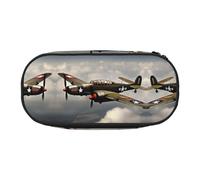 JIUTY World War 2 Aircraft Airplane 2-Standard-Scale-2_00x Cute Aesthetic Big Capacity Zipper Pencil Cases Pen,Portable Office Desk Organizer for Adults
