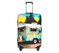 JIUTY You Make Me Happy Camper Printing Large Suitcase Cover, Stretchable Suitcase Cover with Double-Sided Print, Keeps Luggage Closed