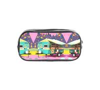 JIUTY You Make Me Happy Camper Trailer Stylish Clear Pen Case with Smooth Zipper, Multi-Purpose Stationery Bag for School & Office