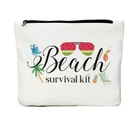JIUWEIHU Beach Bags Women, Sunscreen Bag, Beach Kit, Beach Bags Women, Beach Survival Kit, Waterproof Makeup Bag, Wictoria Secret Makeup Bag, Beach Gifts Women, Small Beach Bag, White, L (JIUWEIHU)