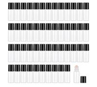 JIUWU 50Pcs Clear Glass Roll on Bottles 3ml Refillable Glass Empty Roller Bottles with 1 Openr & 2 Funnels, Rollon Vials for Essential Oil Aromatherapy Perfume Liquid, Pink