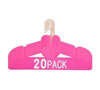 JIUXCF Velvet Hangers 20 Pack, 360° Swivel Rose Gold Hooks, 16" Non Slip Felt Hangers, Space Saving Clothes Hangers, Durable & Cute Flocked Heart Hangers for Adult (Hot Pink)