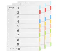 JiuXinYuKeJi3 Pack A4 Coloured Index Dividers, 10 Tabbed File Separators, Durable Multi-Colour Classification Sheets for Ring Binders & Lever Arch Files, School Office Home Organisation