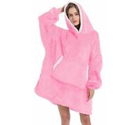 JIUYAOBA Wearable Blanket Sweatshirt for Women and Men, Super Cozy and Warm Big Blanket Hoodie, hick Flannel Blanket with Giant Pocket and Sleeves (Pink)