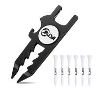 JIUYIBC Golf Divot Tool with Magnetic Ball Marker, Tee Height Adjuster, and 6 Golf Tees - Multi-Functional Golf Accessory for Men and Women