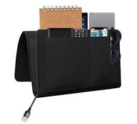 jiuzcare Bedside Storage Organizer Sofa Caddy Remote Holder for Recliner Bed Pocket Bed Organizer Hanging Pocket for Magazine, Tablet, Phone, iPad, TV Remote Control, Black