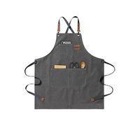jiuzcare Mens Apron Cross Back Work Apron with Pockets BBQ Apron for Men Heavy Duty Chef Cooking Apron (Adjustable Comfortable Barista Barber) Gray