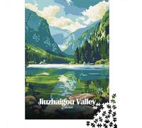 Jiuzhaigou Valley, China Landscape 1000 Piece Jigsaw Puzzle, Asian Architecture Inspired View, 1000 Pieces for Adults, Birthday Gift for Travel Lovers, Gift Idea, 52x38cm/1000pcs