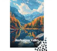 Jiuzhaigou Valley National Park China Jigsaw Puzzle 1000 Pieces, Charming Village Architecture, Interlocking Paper Pieces for Families, Relaxing Challenge, 70x50cm/1000pcs