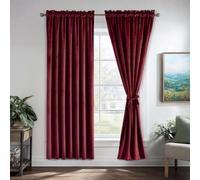 JIUZHEN Blackout Velvet Curtains Thermal Insulated Drapes 72 inch Long Rod Pocket Noise Reducing Window Treatments Living Room Curtains, 2 Panels, 52 x 72 Inches, Wine Red