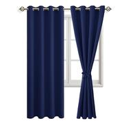 JIUZHEN Opaque Curtains with Eyelets Blackout Children's Room Curtains Bedroom Opaque Curtain Against Cold and Heat Curtains Blackout Thermal Curtain Dark Blue Pack of 2 260 x 140 cm (H x W)