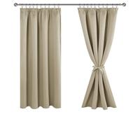 JIUZHEN Opaque Curtains with Ruffle Tape, Blackout Curtains, Living Room Curtains, Bedroom, Thermal Curtain, Taupe, H 137 x W 167 cm, Set of 2