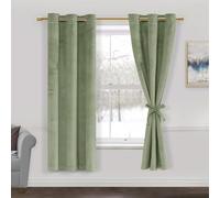 JIUZHEN Sage Green Velvet Curtains 63 inches for Living Room - Privacy Protect Room Darkening Grommet Thick Velvet Window Drapes for Bedroom, Set of 2 with Tiebacks, 42W x 63L