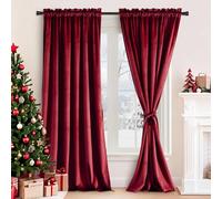 JIUZHEN Velvet Curtains Blackout Extra Long Curtains for Sliding Door Noise Reducing & Privacy Protect Modern Home Deco Drapes for Party/Indoor Decorations, W52 x L120, Set of 2, Wine Red