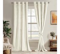 JIUZHEN Velvet Curtains for Bedroom - Elegant Thermal Insulated Room Darkening Privacy Grommet Super Soft Velvet Drapes for Living Room, Set of 2 with Tiebacks, 52W x 120L, Ivory