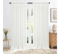 JIUZHEN White Voile Curtains Rod Pocket Privacy Protection Extra Long Net Curtain for Windows 96 Drop Translucent Sheer for Living Room Bedroom Set of 2, W52 x L96 Inch