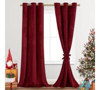 JIUZHEN Wine Red Velvet Curtains 84 inches Blackout Curtains for Living Room - Privacy Protect Room Darkening Grommet Thick Velvet Window Drapes for Bedroom, Set of 2 with Tiebacks, 42W x 84L