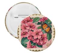 Jiuzhong Ge Hua And Butterfly Badge Metal Round Pins, Lightweight Brooch for Backpack, Fashion Button Pins Badge for Shirts, Jackets, Shawl Coat, Unisex, 5PCS, Tinplate, metal round pins