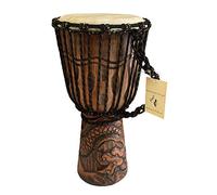 JIVE Djembe Drum African Bongo Congo Wood Drum Deep Carved Solid Mahogany Goat Skin Professional Quality 16" High (Dragon)