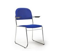 Jive stacking armchair with chrome frame in blue fabric
