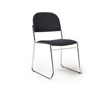 Jive stacking chair with chrome frame in black fabric