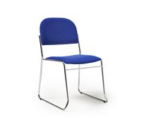 Jive stacking chair with chrome frame in blue fabric