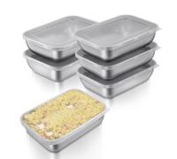 JIVIMOCO 6 Pcs 1100ml Stainless Steel Food Containers with Lids, Stainless Steel Food Storage Containers Meal Prep Containers Reusable for Lunch Leftovers Freezer Safe
