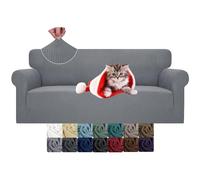 JIVINER High Stretch Couch Covers for 3 Cushion Couch 1-Piece Jacquard Sofa Slipcovers Fitted Washable Sofa Covers with Elastic Bottom Furniture Protector for Kids Pets (Sofa, Light Gray)