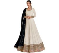 JIVRAJ FASHION Indian Pakistani Ready to Wear Salwar Kameez Dress Engagement Wear Anarkali Gown Suits (UK, Numeric, 48, Regular, Regular, White)