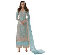 JIVRAJ FASHION Indian Pakistani Wedding Wear Beautiful Ready to Wear Salwar Kameez Plazzo Suits (UK, Numeric, 42, Regular, Regular, Sky Blue 1)