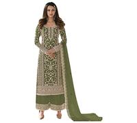JIVRAJ FASHION Indian Pakistani Wedding Wear Beautiful Ready to Wear Salwar Kameez Plazzo Suits (UK, Numeric, 38, Regular, Regular, Olive Green)