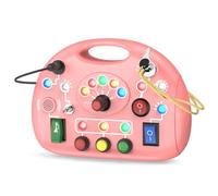 JIWORT Montessori Busy Board, Busy Board with LED Light for Toddlers 1-3 Year Old, Baby Sensory Board Toddler Travel Toys for Kids My Preschool Busy Book Boy and Girls Birthday Gifts