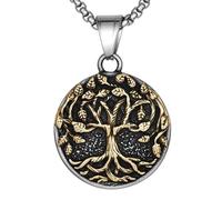 JIWOY Tree of Life Necklace Stainless Steel Retro Tree Pendant Titanium Jewelry for Men, Stainless Steel, No Gemstone