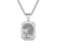JIWOY Tree of Life Necklace Stainless Steel Tree Pendant Silver/Gold Plated Titanium Jewelry for Women Men, Stainless Steel, No Gemstone