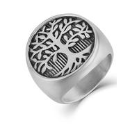 JIWOY Tree of Life Ring Stainless Steel Tree Band White Titanium Jewelry for Men, Titanium, No Gemstone